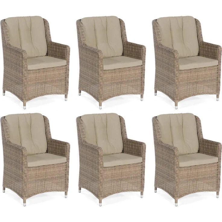 Sonnenpartner 6er-Set Garten-Sessel Avatar Aluminium mit Polyrattan rustic-stream Gartenstuhl Hochle