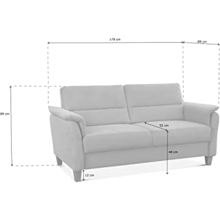 CAVADORE Leder 3er-Sofa Palera / Landhaus-Couch mit Federkern + massiven Holzfüßen / 179 x 89 x 89 / Leder Weiß – Bild 3