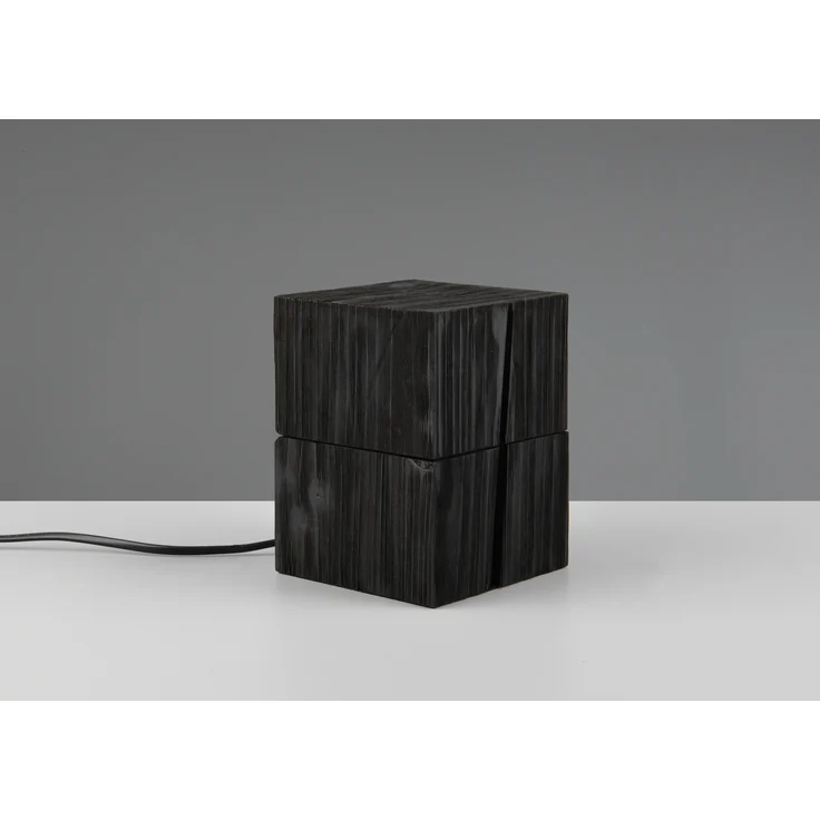 Aufklappbare LED Tischleuchte TREASURE aus Holz Schwarz, Höhe 16cm – Bild 3