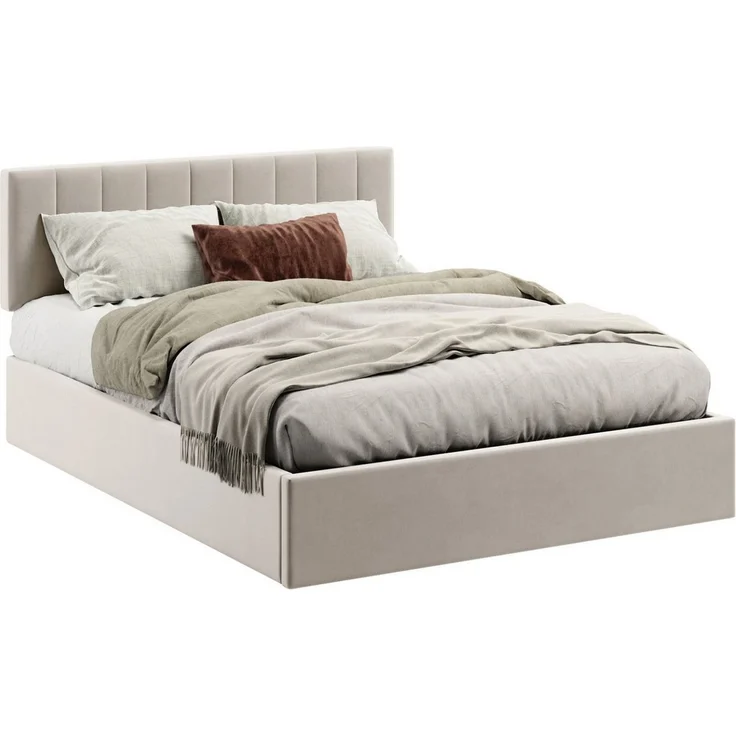 Home Collective Polsterbett mit Stauraum und Lattenrost Doppelbett Gepolstertes Bett (Verfügbare Größen: 140x200 und 160x200 cm), hydraulischer Bettkasten Kopfteil verstellbar samt Beige – Bild 1