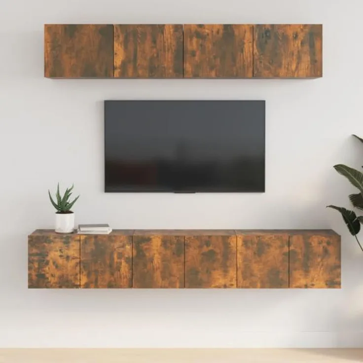 5-tlg. TV-Schrank-Set Räuchereiche Holzwerkstoff [3114427]