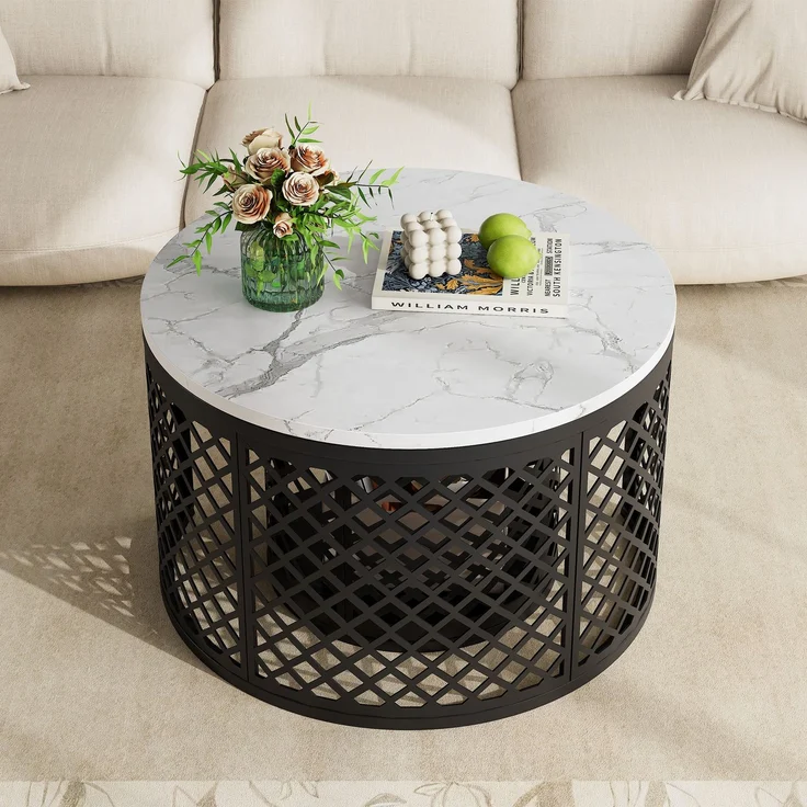 Nesting-Couchtisch 70x70x45 cm – Platzsparendes 2er-Set in Weiß & Schwarz – Bild 6