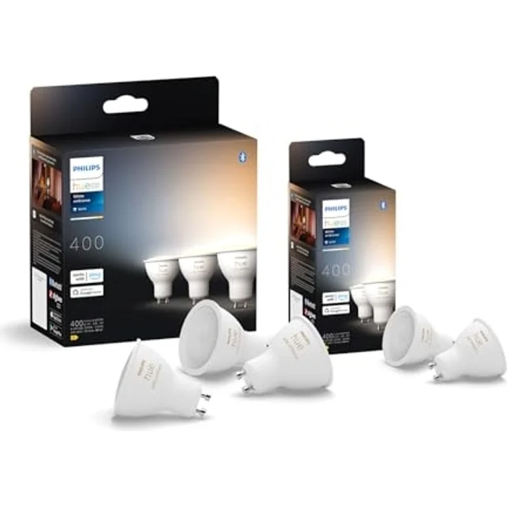 Philips Hue White Ambiance GU10 LED Spot 5er Pack (400lm), dimmbare LED Lampen für das Hue Lichtsystem mit allen Weißtönen, smarte Lichtsteuerung über Sprache und App – Bild 2