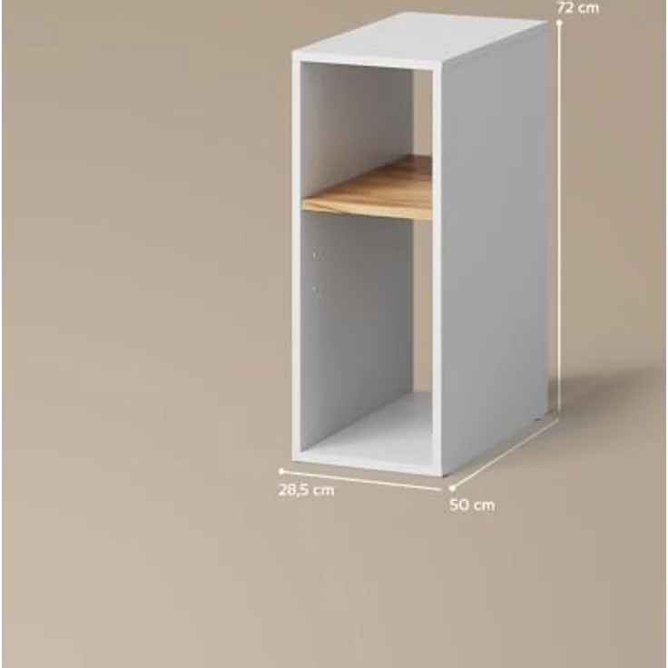 Livinity® PC-Schrank Lorena, Weiß/Goldkraft Eiche, 28.5 x 72 cm mit 2 Fächern (1 St) – Bild 3