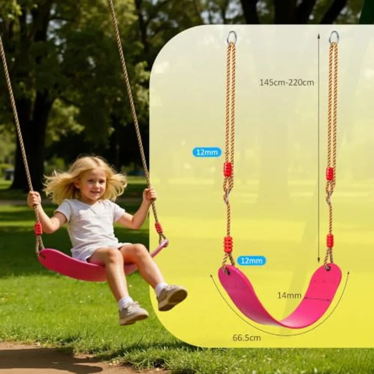 EXTSUD Schaukel Outdoor, Elastischer Kinderschaukel Eva weichen Bord U-Schaukel Brettschaukel Schaukelsitz Schaukelbrett Garten Spielzeug Kinder, Rosa – Bild 4