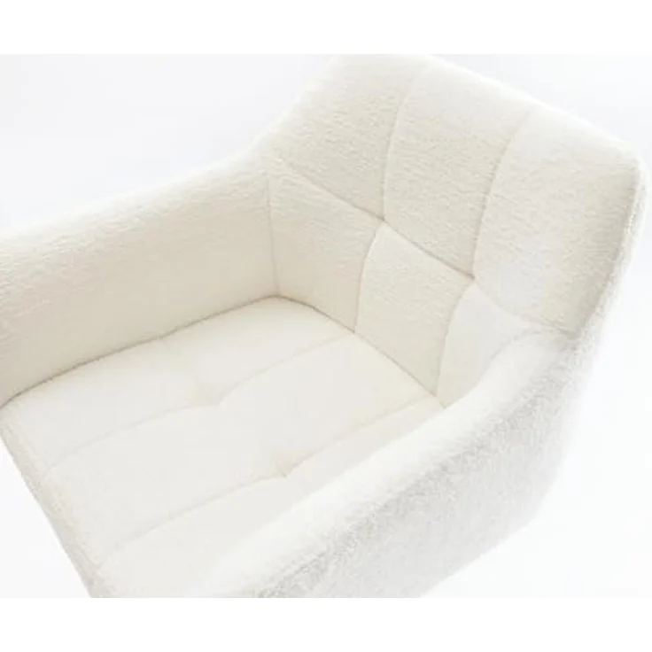 Barstuhl Yulo-Flex Bouclé Soft Beige Drehfuß höhenverstellbar Edelstahl Silberfarben – Bild 5