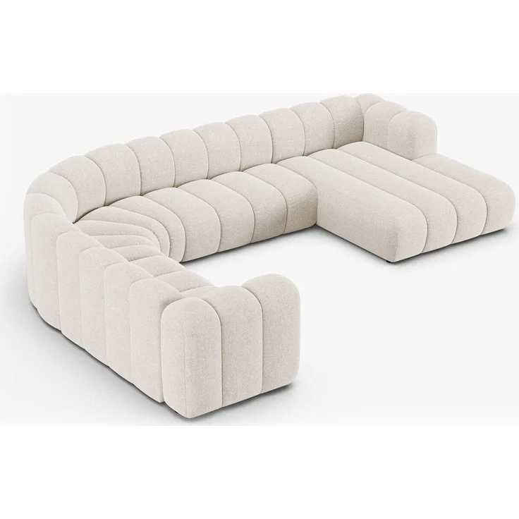 Micadoni Modulares Panorama Ecksofa Lupine 6-Sitzer Chenille Eden Helles Beige Links – Bild 5