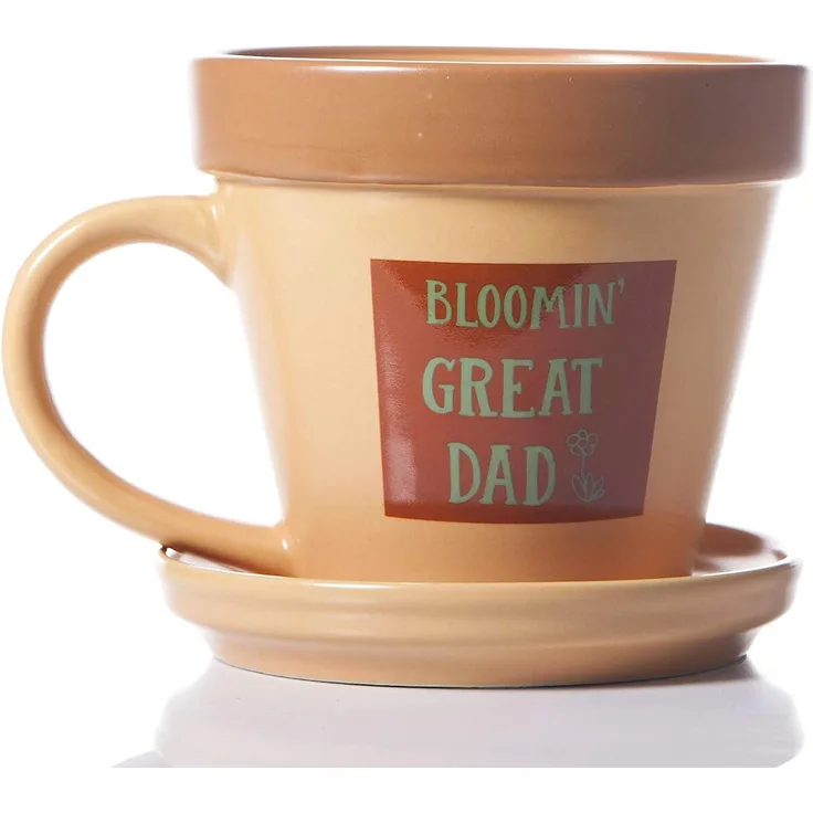Boxer Gifts MU3073 Plant Pot Mug & Saucer Blooming Dad Blumentopfbecher, keramik