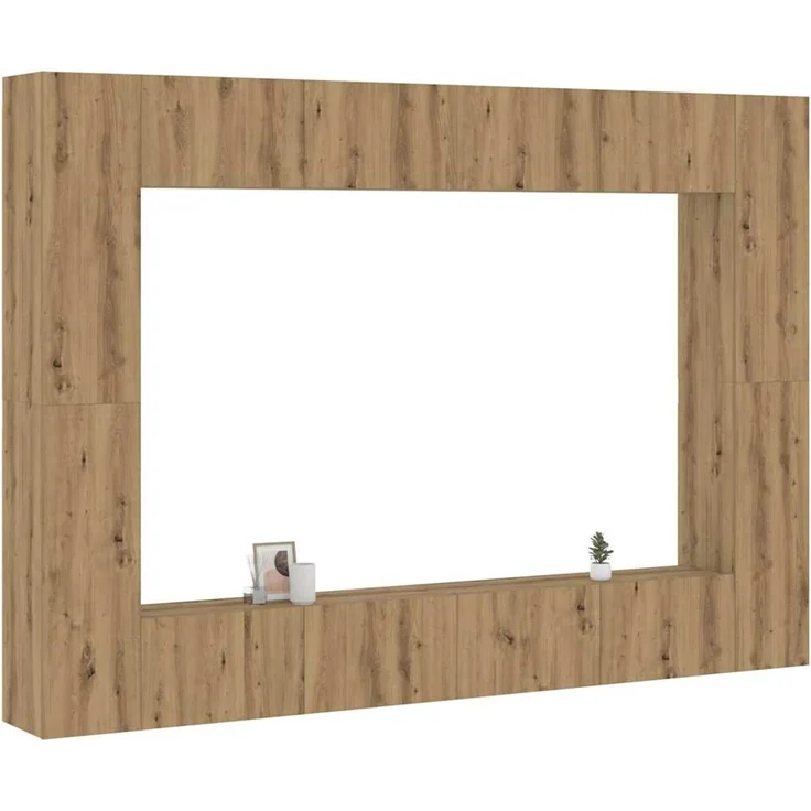 vidaXL 8-tlg. TV-Schrank-Set Wandmontage Artisan-Eiche Holzwerkstoff 3328978 – Bild 1