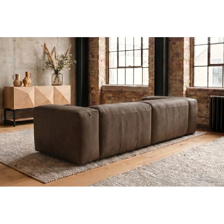 KAWOLA Sofa CELESTE 4-Sitzer Leder dunkelbraun 72 x 114 x 302 cm – Bild 4