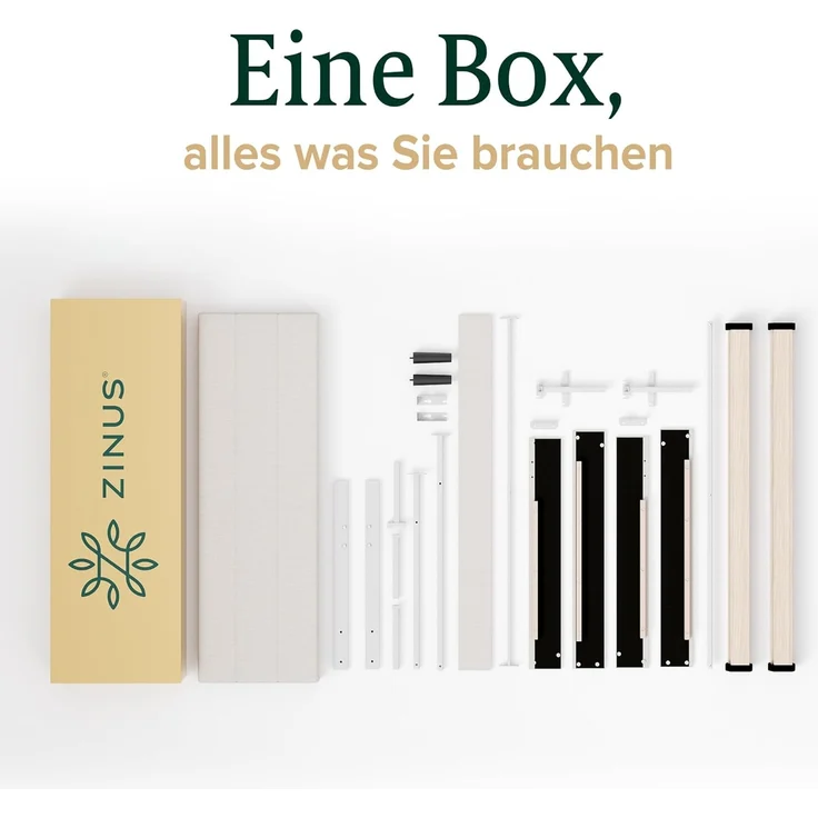 Zinus Piper Bett 180x200 cm - Höhe 30 cm - Gepolstertes Bettgestell mit Kopfteil - Lattenrost aus Holz - Kein Boxspring erforderlich – Creme – Bild 7