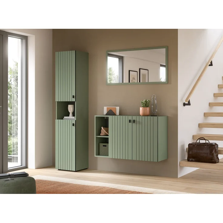 Garderobenschrank (B/H/T: 40x192x37 cm) in Smoke Green Nachbildung – Bild 5