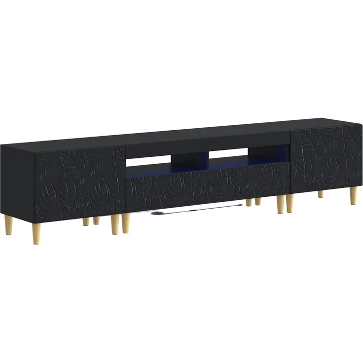 vidaXL 3-teiliges LED TV Regal DELFT Schwarz Holzwerkstoff 3416756 – Bild 2