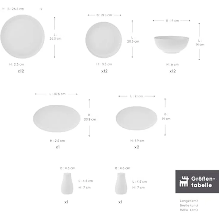 Karaca Geschirr-Set Forever Bone Allure 41-Teiliges Geschirrset für 12 Personen, 12 Personen, New Bone China – Bild 2