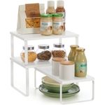 Songmics Gewürzregal, 3er Set, stapelbar, erweiterbar, Metall / Holzspanplatte weiß