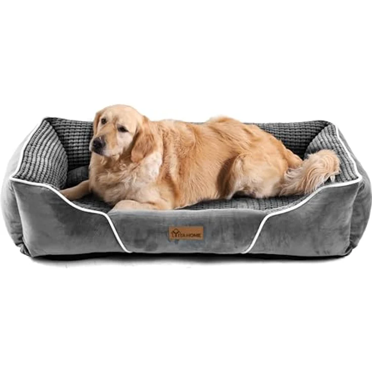 YITAHOME Hundebett für Hunde mittlerer und großer Größe, Hundekissen,Hundebetten, 89x64 cm, rutschfeste Unterseite Hundesofa,grau – Bild 2