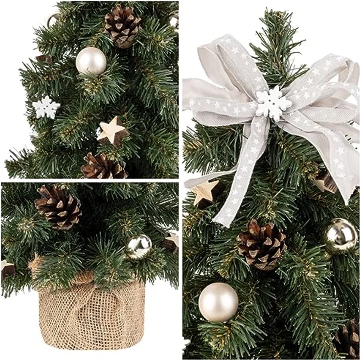 Creative Home Künstlicher Weihnachtsbaum Weihnachtsbaum Geschmückt Höhe 40 cm, Künstlicher Tannenbaum Mini, für Tisch Schreibtisch Büro – Bild 7