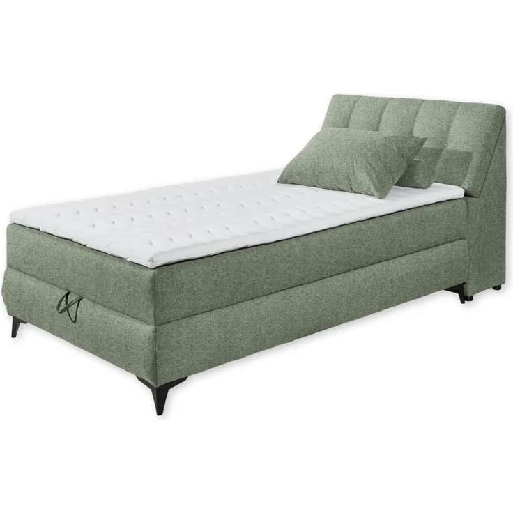 ATLANTIS 6 Boxbett 120x200 in Olive - Bequemes Einzelbett mit Bettkasten und Kaltschaum Topper - 125 x 102 x 240 cm (B/H/T)