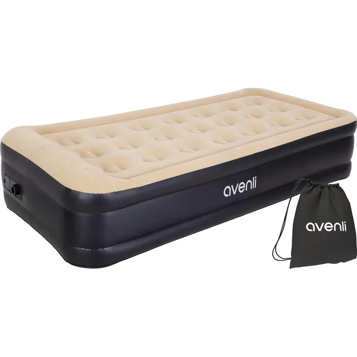 Avenli Luftmatratze aufblasbares Gästebett mit integrierter Elektropumpe Twin Size 196 x, (Gästebett Matratze aufblasbar mit integrierter Elektropumpe, 2-St, Reisebett mit Pumpe & Tragetasche), elektrisch mit weicher beflockter Oberfläche
