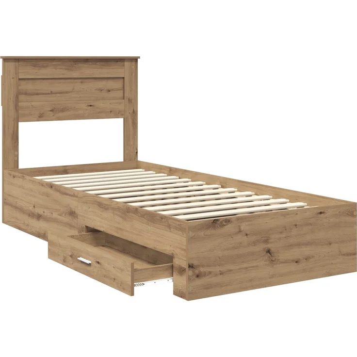 vidaXL Bettrahmen mit Kopfteil Artisan-Eiche 90 x 190 cm Holzwerkstoff 3410034 – Bild 4
