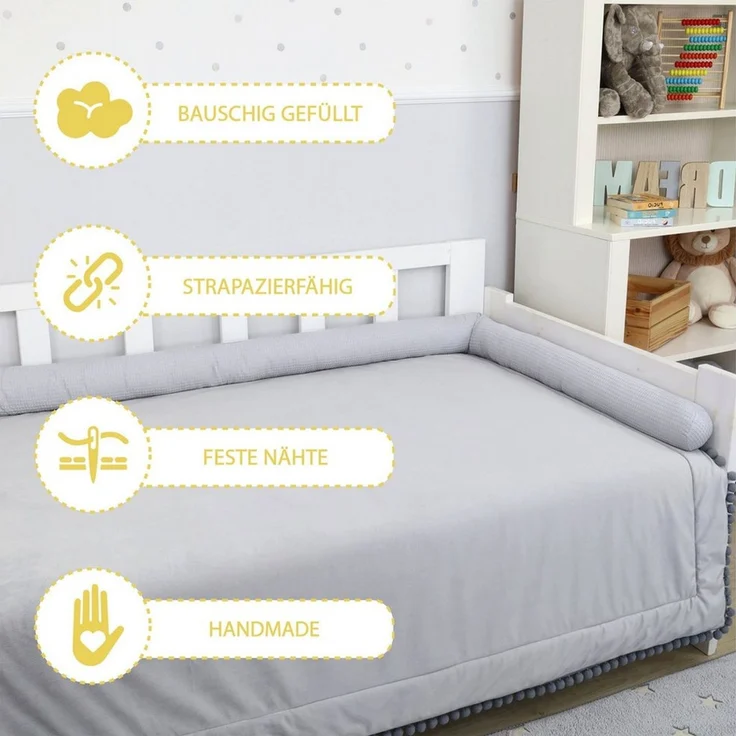Totsy Baby Gardine Seitenschläferkissen Bettschlange Body Pillow 300 cm Kopfkissen lang – Bild 3