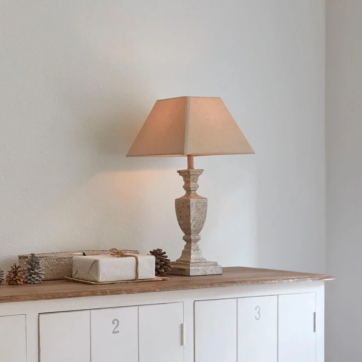 Mirabeau Tischleuchte Tischlampe Gorham weiß/antikgrau – Bild 3