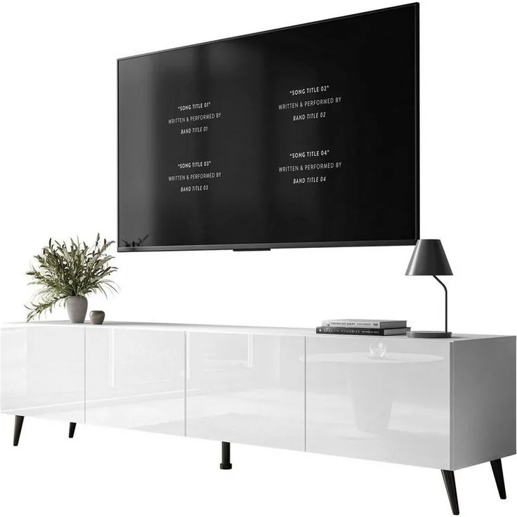 Lookway TV-Schrank AURA 200 auf Beinen TV-Schrank mit LED Beleuchtung Breite: 200 cm