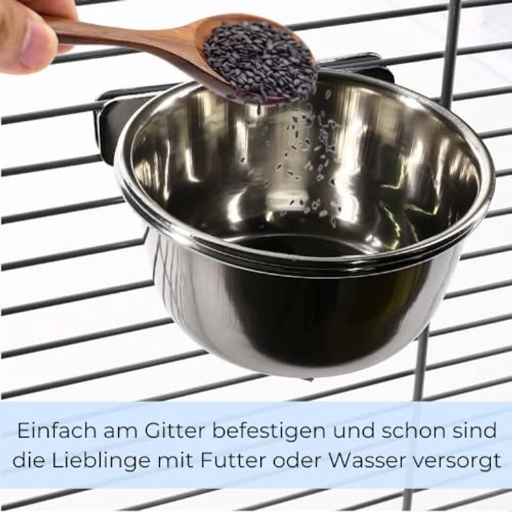 GarPet Napf 3er Set Edelstahlnapf zum Einhängen Vogelnapf Kaninchen Futter Napf – Bild 6