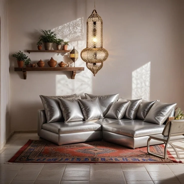 Marrakesch Orient & Mediterran Interior Pendelleuchte Orientalische Pendelleuchte Jamini Silber 51 cm, Handarbeit & Boho, Leuchtmittel nicht im Lieferumfang enthalten, Handarbeit – Bild 2