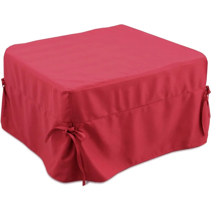 Dmora In ein Bett umwandelbarer Pouf, aus gepolstertem Stoff, inklusive Netz und Matratze, cm 75x75h42 cm, Farbe Rot – Bild 6