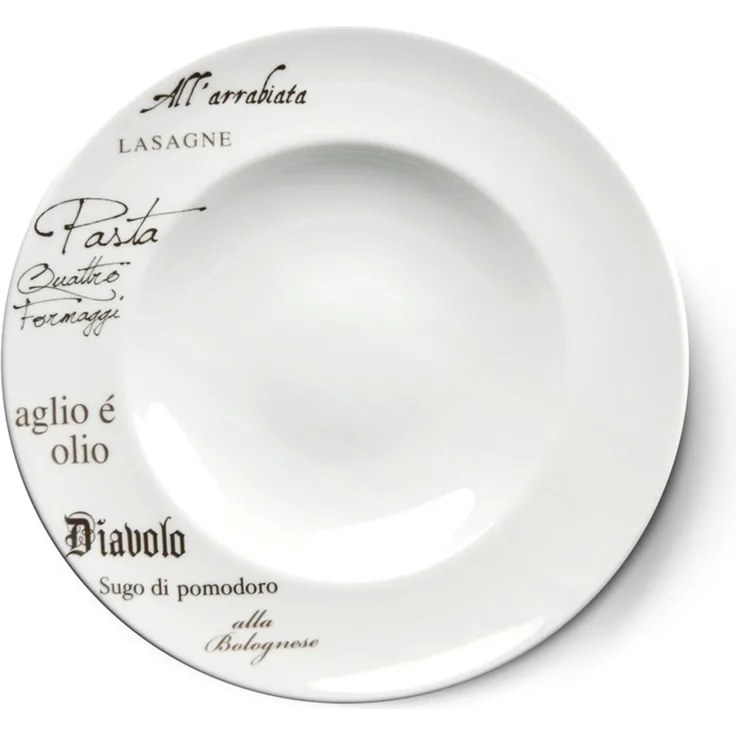 CreaTable - EUROPA GUSTOSO - Pastateller 30,5 cm aus Porzellan mit Schriftdekor