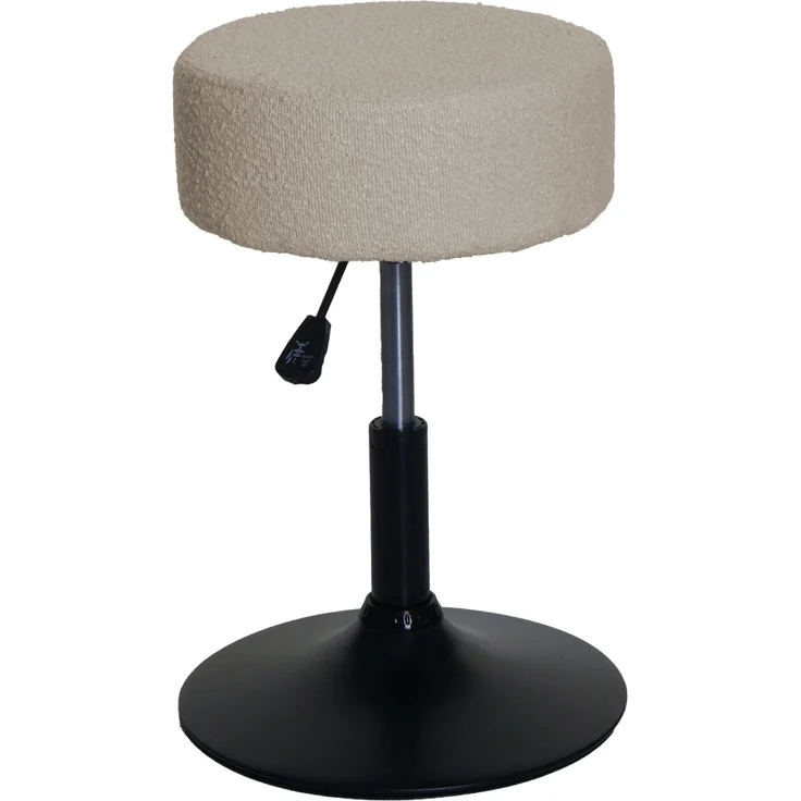 Hocker HWC-C22, Sitzhocker Schminkhocker, höhenverstellbar drehbar Ø 37cm Stoff Bouclé (450g/m²) FSC® ~ beige – Bild 8