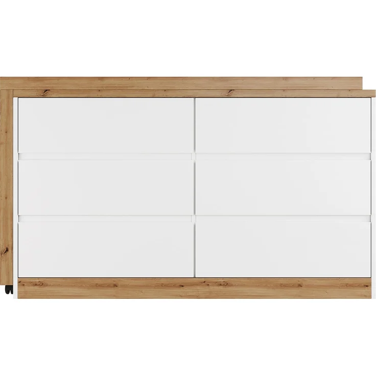 ZUBALIYA Schreibtisch mit feststellbaren Rollen – multifunktionales Design, 4 cm dickere, drehbare Tischplatte, fest arretierbar, weiß/Eiche, Faltbarer Schreibtisch, Eckschreibtisch, Sideboard,Dicke Materialie – Modell N880P4642189O – Bild 12