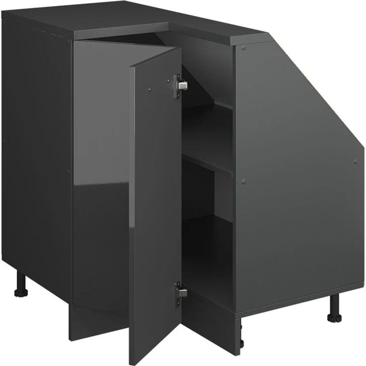 Eck-Küchenschrank für Dachschrägen R-Line Anthrazit Hochglanz 75.6 cm mit 1 Tür Vicco – Bild 4