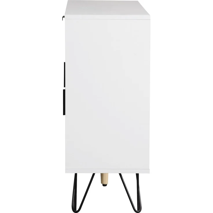 Merax Moderner Aufbewahrungsschrank, Sideboard in Weiß und Holzoptik mit Schublade und höhenverstellbaren Einlegeböden (90 x 30 x 71,5 cm) – Bild 8