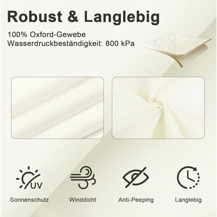 SUNNY GUARD Sonnensegel Wasserdicht 3x3m Rechteckig Sonnenschutz Wetterschutz Segel Baldachin UV Schutz für Balkon Terrasse Garten, Dunkler Creme – Bild 2
