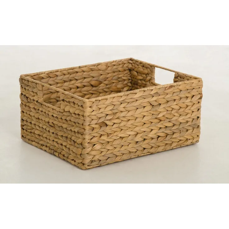 VIVANNO Regalkorb Wasserhyazinthe LANTA Rechteckig, Natur Geflochten 27x20x13 cm