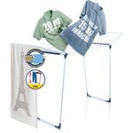 BigDean Wäscheständer 20m extra hoch & Dicke Leinen weiß/blau - Wäschetrockner Made in Europe