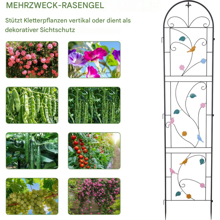 UNHO 2 Set Rankhilfe Rankgitter Metall Gartenspalier 98x214 cm Deko Rankzaun Spalier Rosen Gartendeko Sichtschutz Metall Schwarz – Bild 6