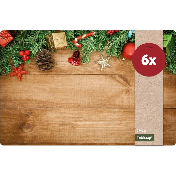 matches21 HOME & HOBBY Platzset Abwaschbare Tischsets 6er Set Weihnachten Holz Deko, (6-St), Platzsets als Tisch-Untersetzer und Tisch-Deko für Esstisch Teller – Bild 5