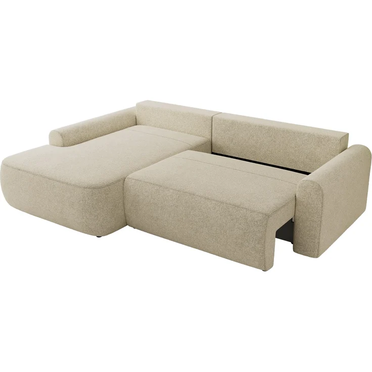 Ecksofa, L-förmiges, lose Kissen, DL-Schlaffunktion, (H 100 x T 187 x B 273 cm) - CUBO L - Struktur Creme - linke Seite – Bild 5