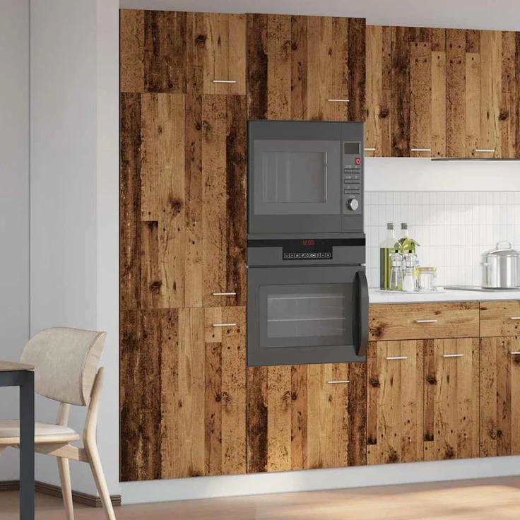 Kühlumbauschrank, Küchenschrank Lyon Altholz-Optik 60 x 57 x 207 cm Holzwerkstoff – Bild 3