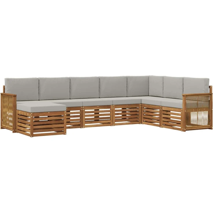 vidaXL Outdoor-Sofagarnitur 8 stk. 8-Sitzer Natur und Hellgrau 3384717 – Bild 2