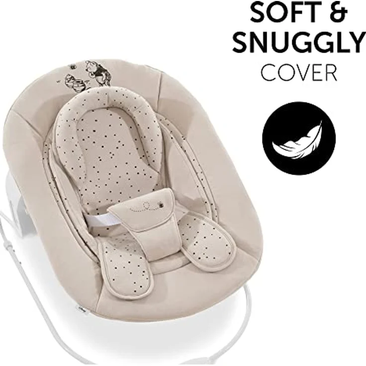 Hauck Babywippe Alpha Bouncer 2in1 kompatibel mit Hauck Hochstuhl Alpha+ und Beta+, Baby Wippe für Neugeborene ab Geburt bis 13 kg, mit Sitzverkleinerer, Shaukelfunktion, Winnie the Pooh Beige – Bild 7