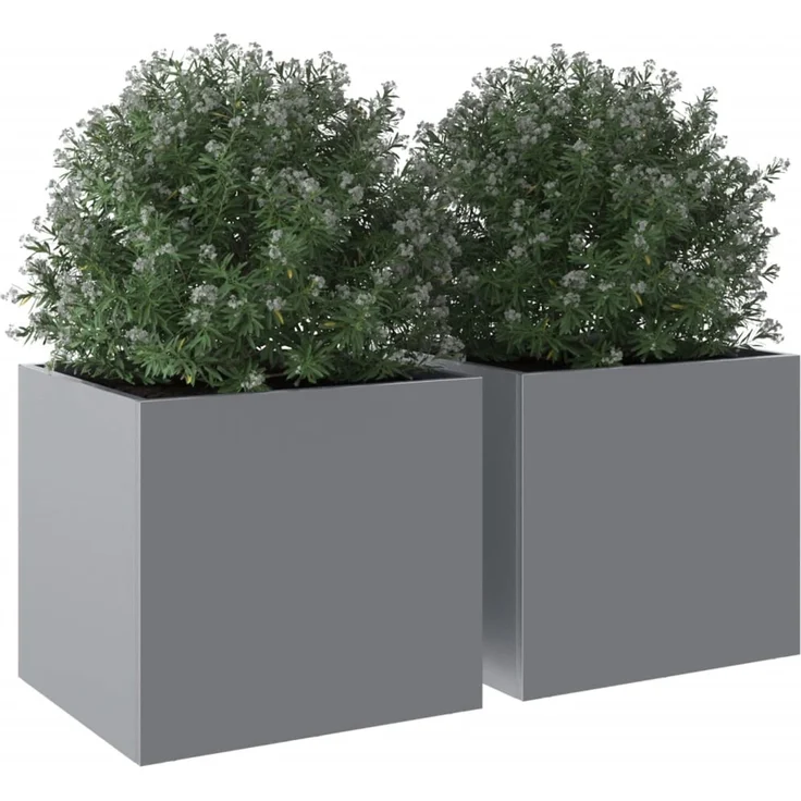 vidaXL Pflanzkübel 2 Stk. Silbern 32x30x29 cm Verzinkter Stahl 841546 – Bild 3