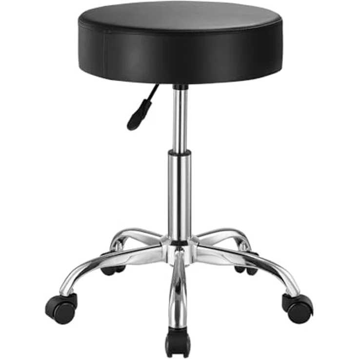 VEVOR Sattelhocker Rollhocker 204 kg belastbarer höhenverstellbarer (55-71 cm) Drehhocker Arbeitshocker PU-Leder-Drehsattelstuhl für Salon Spa Massage Klinik Schwarz – Bild 1