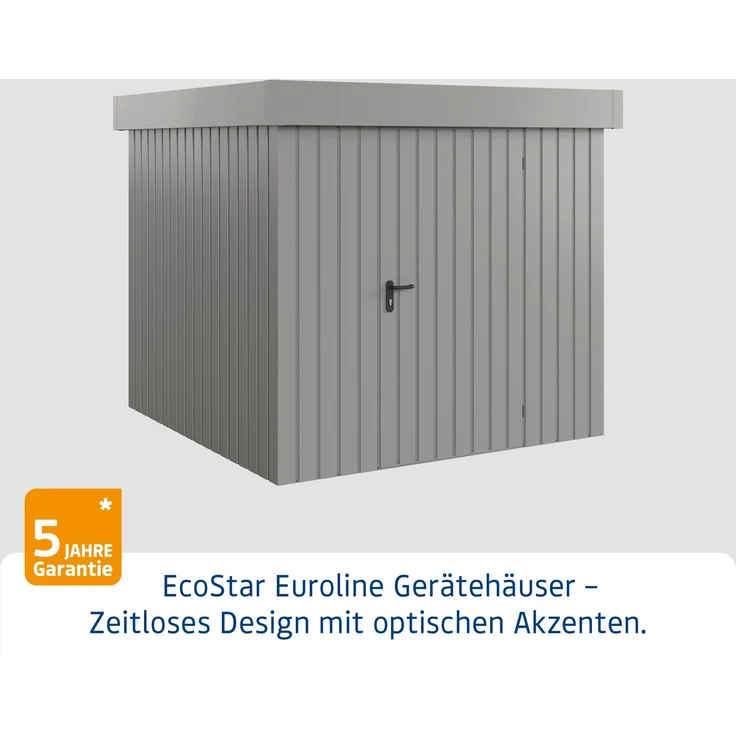 Hörmann Ecostar Metall-Gerätehaus "Euroline Trend" mit Flachdach EFD 5, graualuminium, 214 x 214 cm,1-flüglige Tür – Bild 2