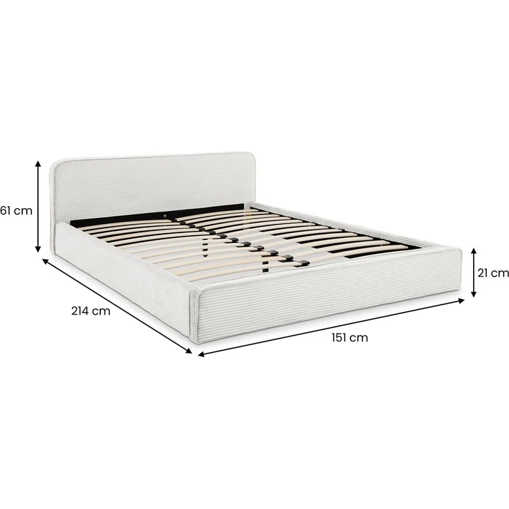 IDIMEX Polsterbett CURSIO, Doppelbett 140x200 cm mit Lattenrost in Cord-Optik Off-White – Bild 1