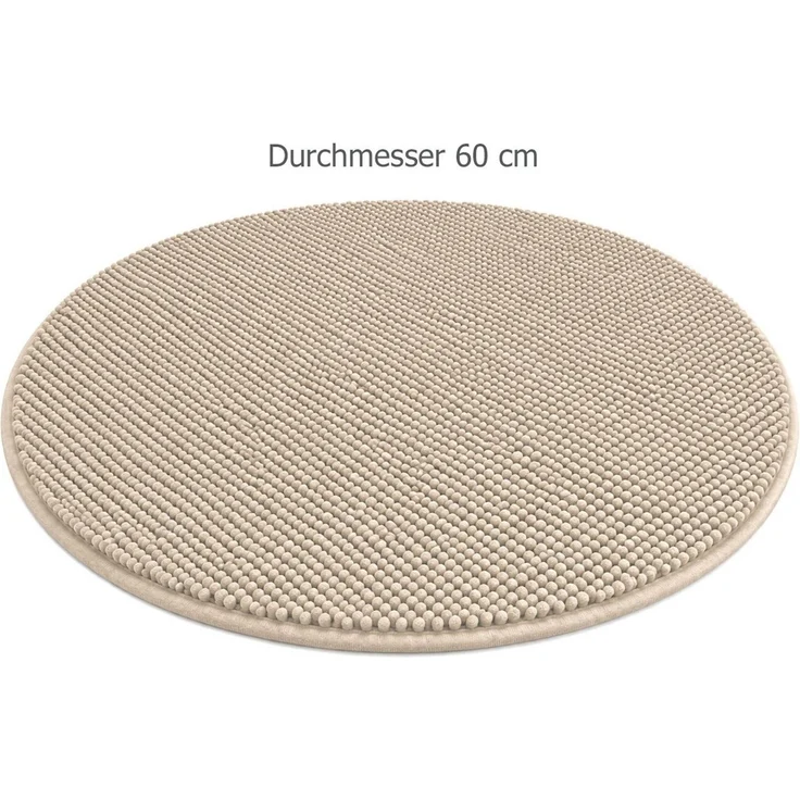 heimtexland Badematte Badvorleger Chenille Badteppich Duschvorleger, rutschhemmend beschichtet, Fußbodenheizung geeignet, schnell trocknend, strapazierfähig, fußbodenheizungsgeeignet, rutschfest, saugstark, Polyester, rund, Rund 60 cm, Hochflor, super ... – Bild 3