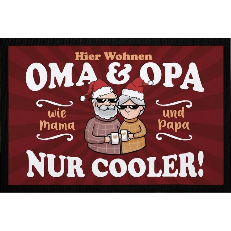 MoonWorks Fußmatte Fußmatte Geschenk Hier wohnen Oma und Opa Großeltern lustige, rechteckig – Bild 5